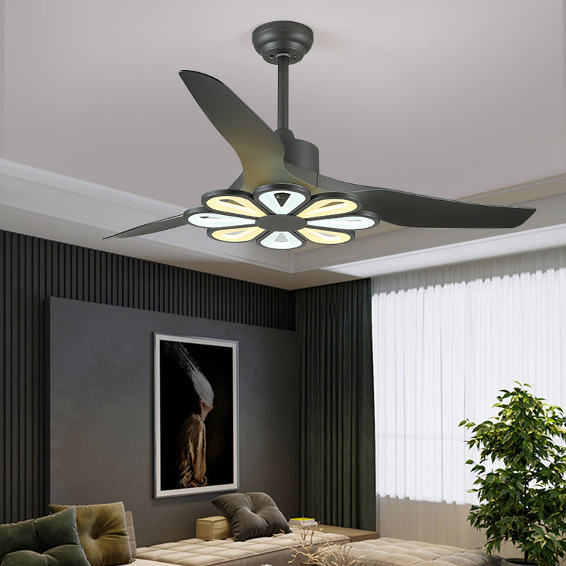 52 Inch Scandinavian Ceiling Fan With Light Minimalist Wooden Blade Fan Light For Modern Interiors
