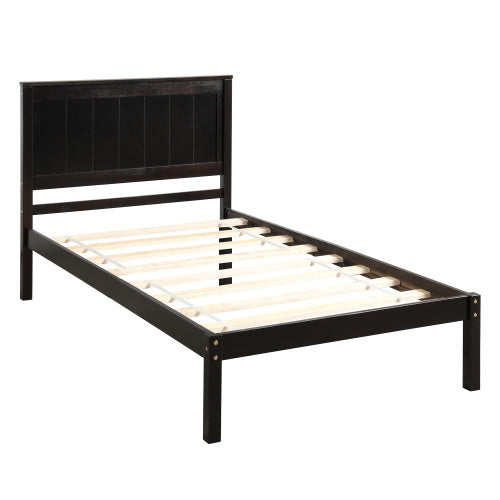 Platform Bed Frame With Headboard Wood Slat Support No Box Spring Needed Twin Espresso