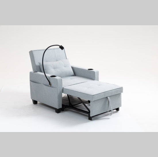 3 In 1 Convertible Futon Chair Bed – Pull Out Sleeper Armchair With Usb Ports For Living Room (Grey)