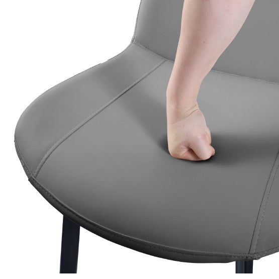 Grey Pu Leather Dining Chair With Metal Legs Modern Upholstered Chair Set Of 4 For Kitchen