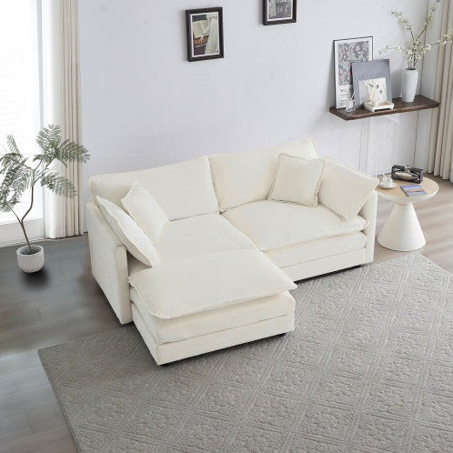 Chenille Two Seater Sofa With 1 Footrest 2 Seater L Shaped Sectional With Ottoman Loveseat With Ottoman For Small Living Space