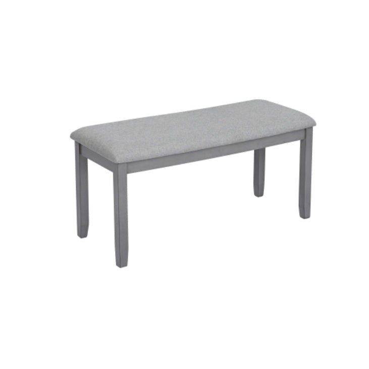 6 Piece Wooden Dining Table Set – Rectangular Table With 4 Upholstered Chairs & Bench For Kitchen Or Dining Room (Gray)