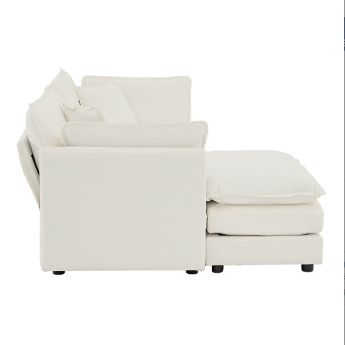 Chenille Two Seater Sofa With 1 Footrest 2 Seater L Shaped Sectional With Ottoman Loveseat With Ottoman For Small Living Space