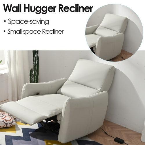 Wall Hugger Power Recliner Chair – Pu Leather Electric Recliner With Usb Port For Small Spaces & Rvs