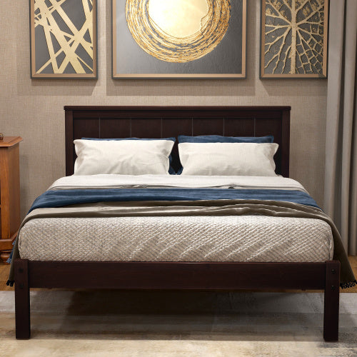Platform Bed Frame With Headboard Wood Slat Support No Box Spring Needed Twin Espresso