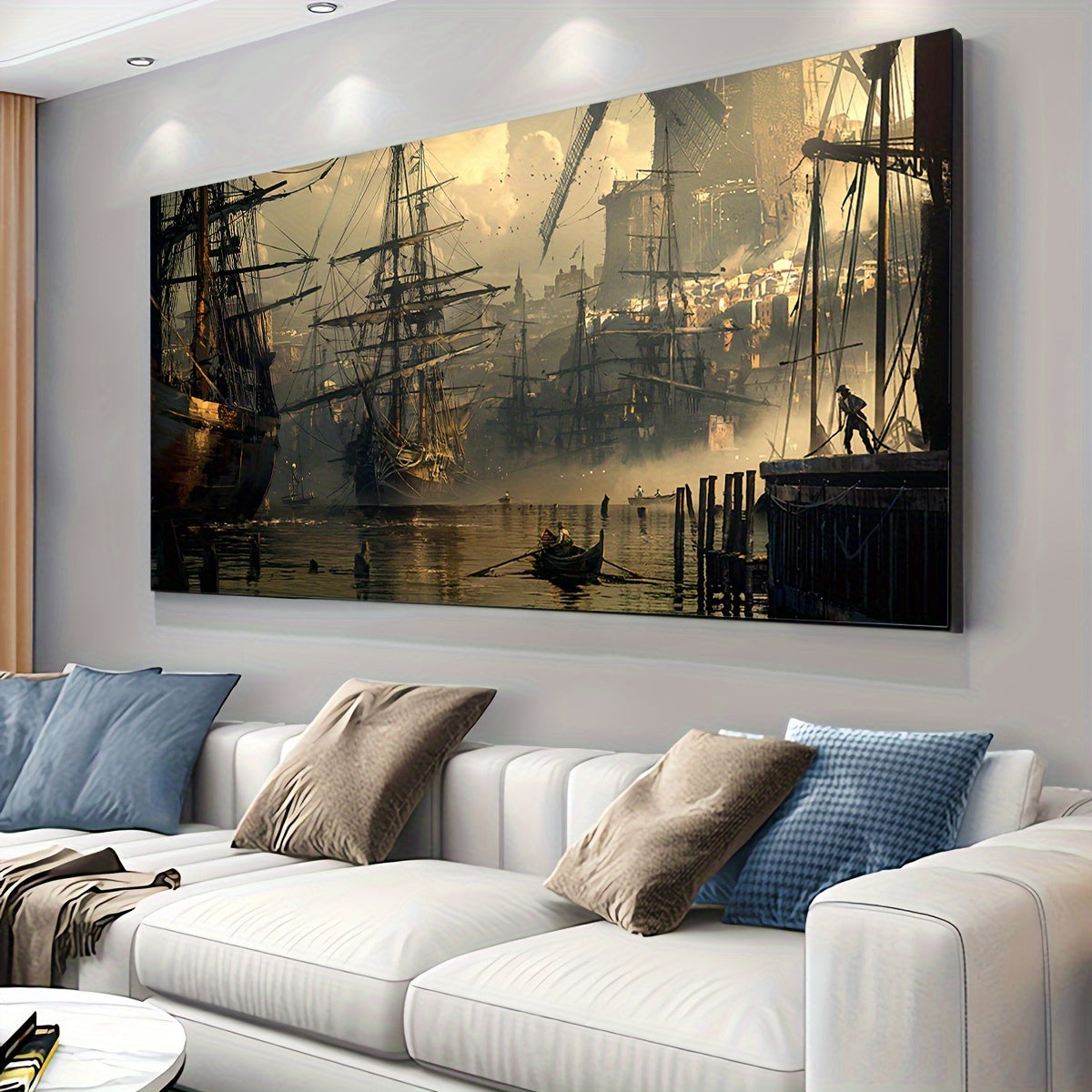 Large Canvas Sailboat Oil Painting Print High Quality Wall Art For Living Room Bedroom And Office Decor