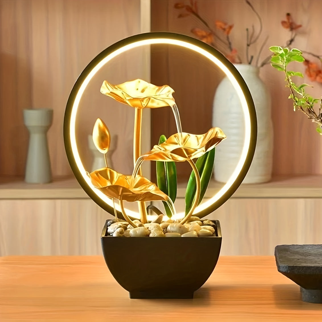 Soothing Led Lit Tabletop Fountain Usb Powered Indoor Air Quality Enhancer Ideal Home Office Decor Thoughtful Gift