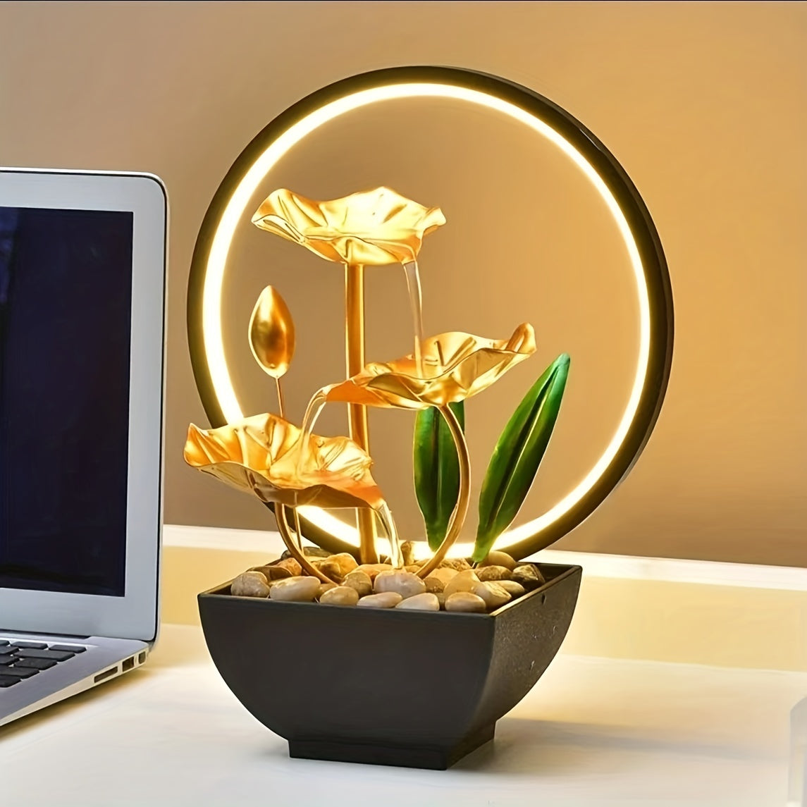 Soothing Led Lit Tabletop Fountain Usb Powered Indoor Air Quality Enhancer Ideal Home Office Decor Thoughtful Gift