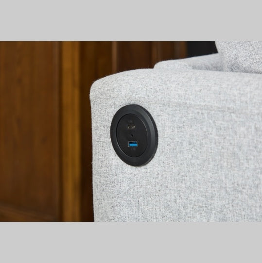 3 Seater Fabric Sofa With Usb Ports – Light Green Sectional Couch For Living Room, Office & Small Spaces