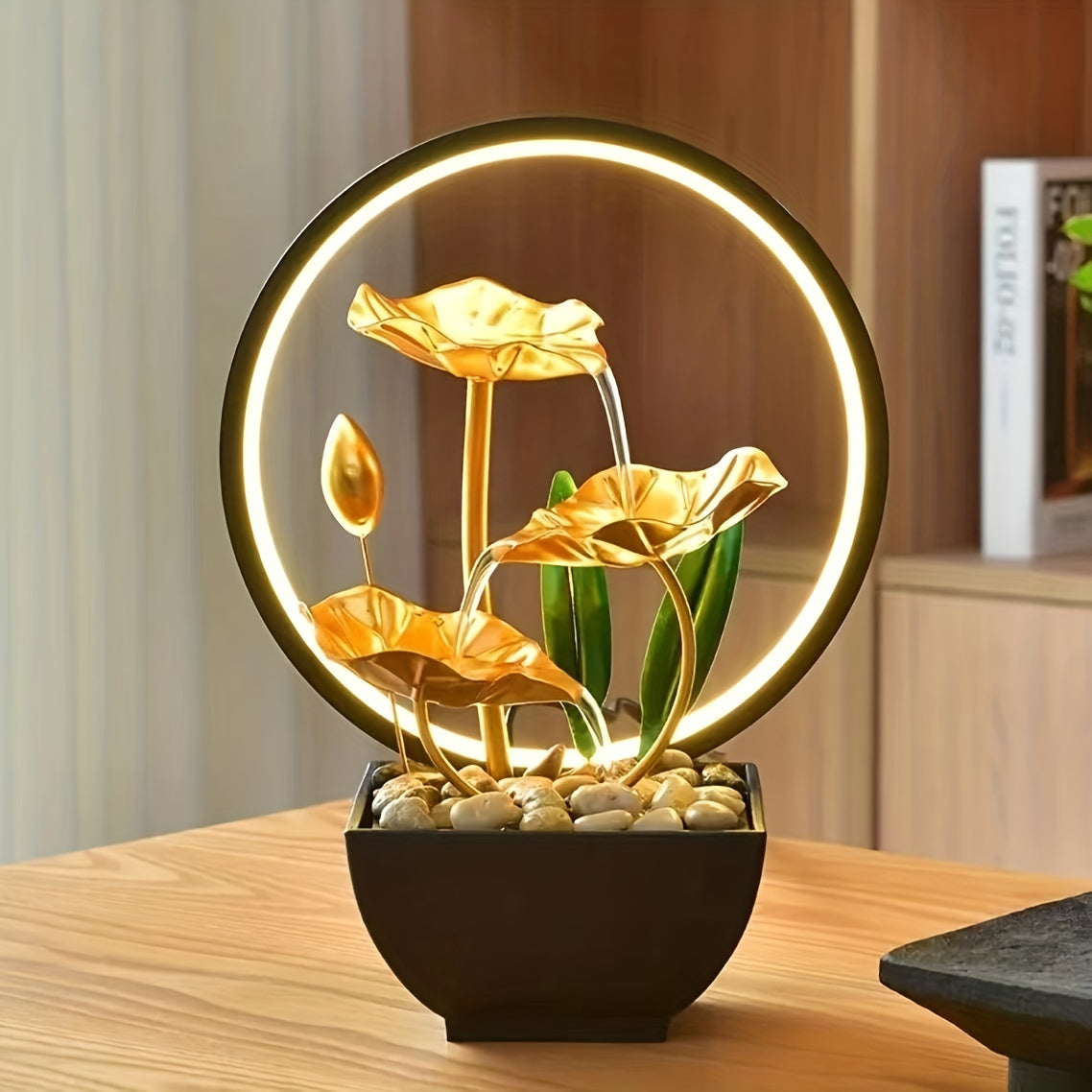 Soothing Led Lit Tabletop Fountain Usb Powered Indoor Air Quality Enhancer Ideal Home Office Decor Thoughtful Gift