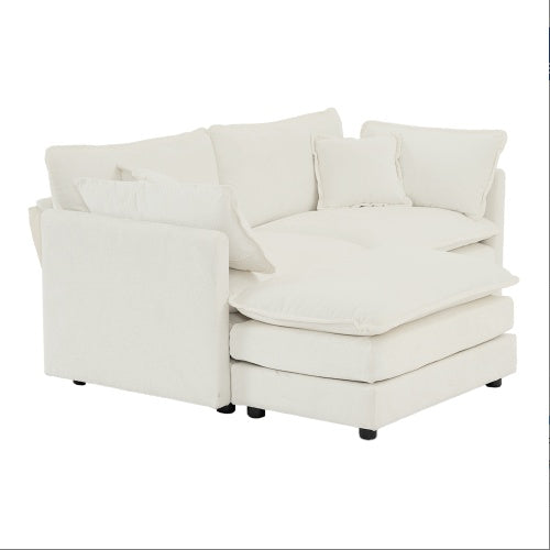 Chenille Two Seater Sofa With 1 Footrest 2 Seater L Shaped Sectional With Ottoman Loveseat With Ottoman For Small Living Space