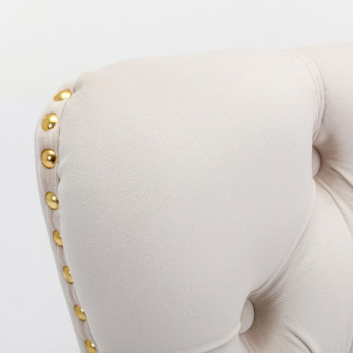 Modern High End Tufted Solid Wood Contemporary Velvet Upholstered Dining Chair With Golden Stainless Steel Plating Legs