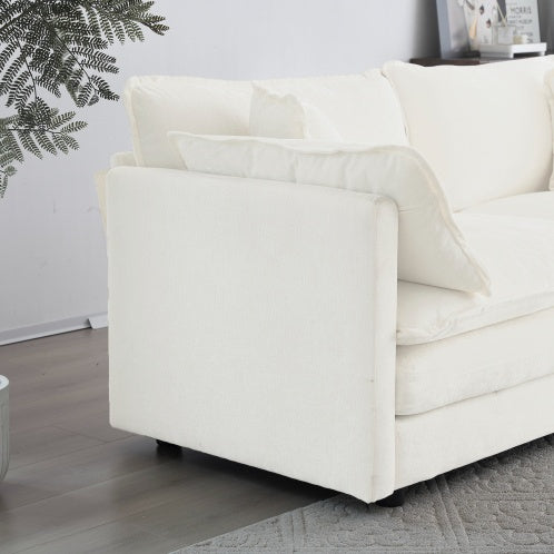 Chenille Two Seater Sofa With 1 Footrest 2 Seater L Shaped Sectional With Ottoman Loveseat With Ottoman For Small Living Space