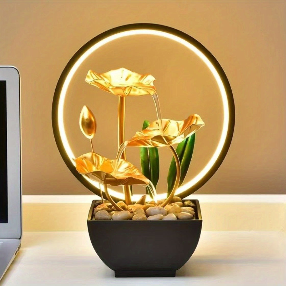 Soothing Led Lit Tabletop Fountain Usb Powered Indoor Air Quality Enhancer Ideal Home Office Decor Thoughtful Gift