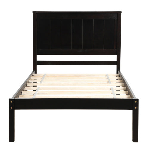 Platform Bed Frame With Headboard Wood Slat Support No Box Spring Needed Twin Espresso
