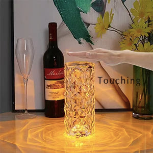 Rechargeable Rose Led Night Light 16 Color Crystal Table Lamp For Bedroom