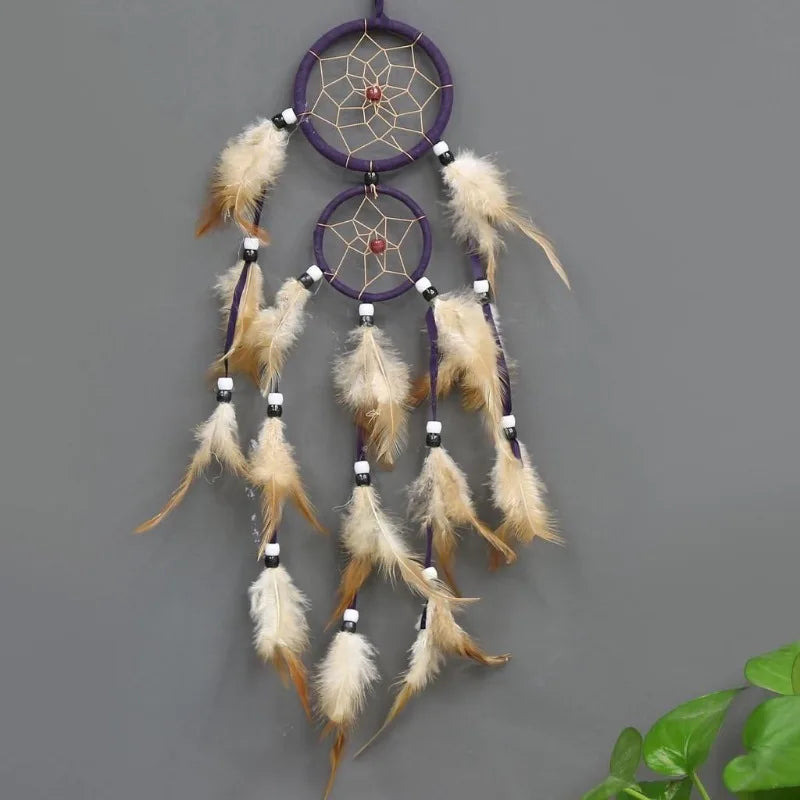 1 Pc Indian Dream Catcher With Brown Feathers Wind Chime Dream Catcher 1