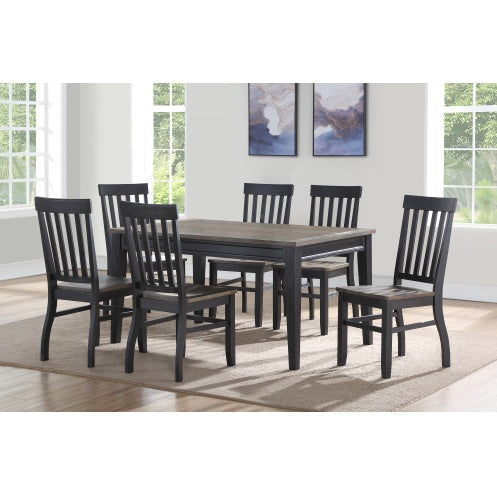 Farmhouse Style 7Pc Dining Set Two Tone Finish Cottage Table Design Schoolhouse Chairs