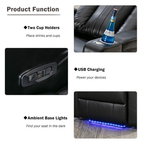 Premium Power Recliner With Storage Arms Cupholders Swivel Tray Table And Cell Phone Stand Black