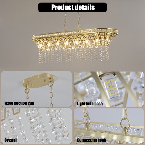 Modern Champagne Gold Kitchen Island Lamp Oval Crystal Ceiling Chandelier