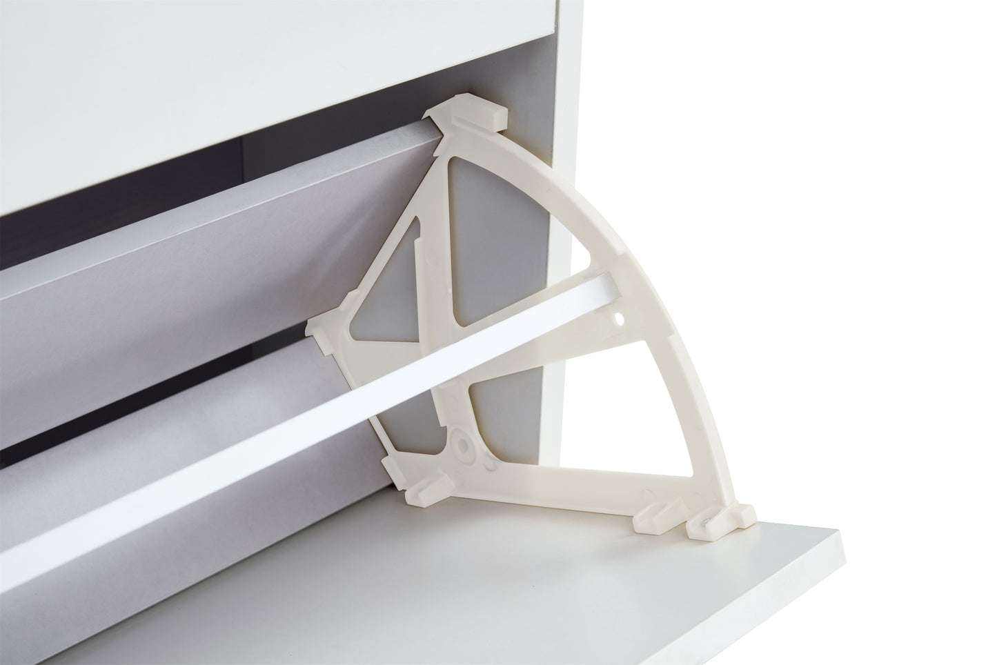 Modern White Shoe Cabinet With Metal Legs Compact Shoe Storage Shelves For Entryway Or Closet