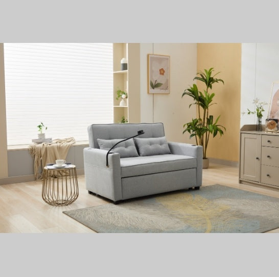 3 In 1 Convertible Futon Chair Bed – Pull Out Sleeper Armchair With Usb Ports For Living Room (White)