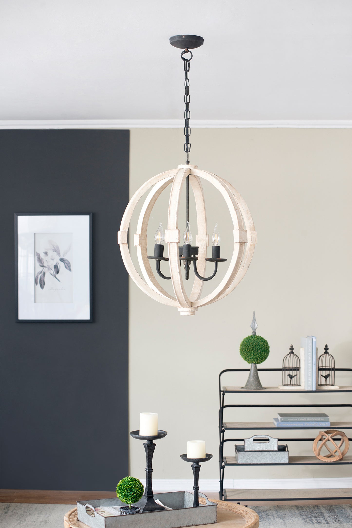 Light Wood Chandelier With Adjustable Chain For Kitchen Dining Hall Entrance Bulb Not Included