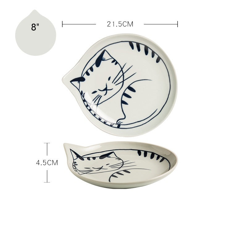 Cute Cat Plate Home Creative Ceramics