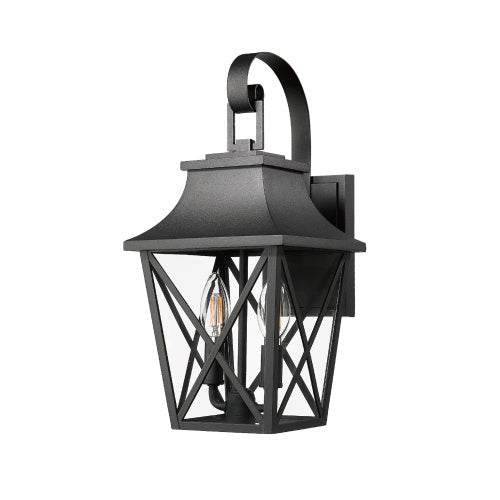 Black Outdoor Wall Light With 2 Fixtures – Waterproof Industrial Wall Mounted Porch Light For Farmhouse Exteriors