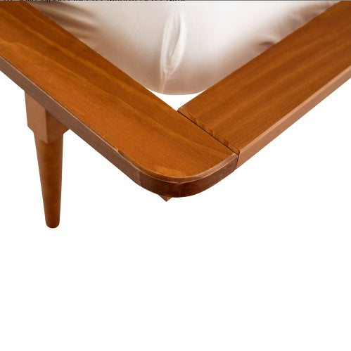 Mid Century Modern Solid Wood Queen Platform Bed Frame With Spindle Headboard Caramel