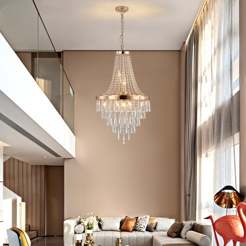 Golden Crystal Chandelier Large Modern Luxury Chandelier For Living Room Dining Room Bedroom Hallway Bulb Not Included