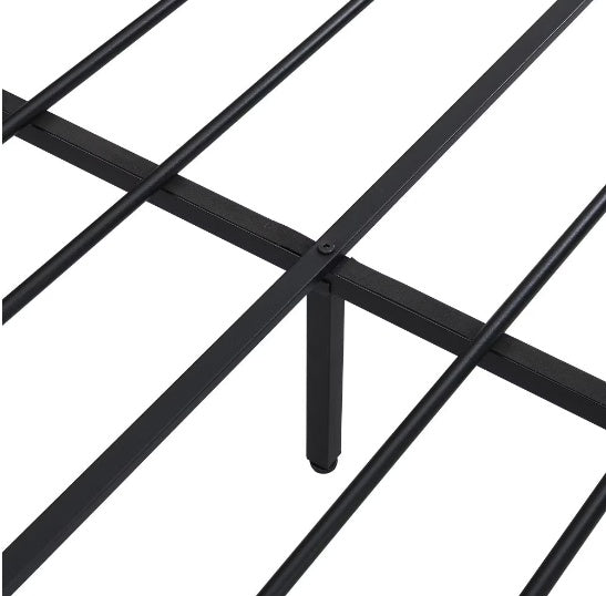 Queen Size Metal Platform Bed Frame With Wooden Headboard And Footboard With Usb Liner