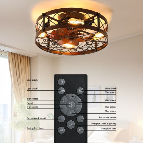 Cage Ceiling Fan With Light Black Recessed Ceiling Fan Light Farmhouse Small Ceiling Fan With Light Fixture Bedroom Reversible Fan E26 Bulb Included
