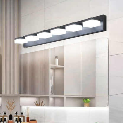 Modern 6 Lights Black Led Makeup Mirror Fixtures For Bathroom And Vanity