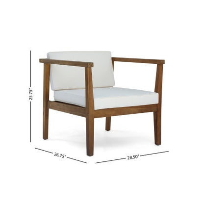 Outdoor 4 Seater Acacia Wood Chat Set With Coffee Table With Cushions Teak And Beige