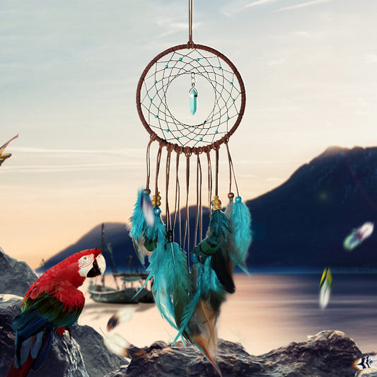 LED Dream Catcher - Handmade Feather Night Light, Serene Wall Decor Gift for Home & Office