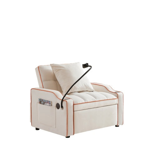 3 In 1 Convertible Sofa Bed Chair – Adjustable Pull Out Sleeper With Storage Pockets For Small Spaces
