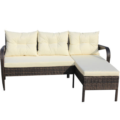 Outdoor Patio Furniture Sets 2 Piece Conversation Set Wicker Ratten Sectional Sofa With Seat Cushionsbeige Cushion