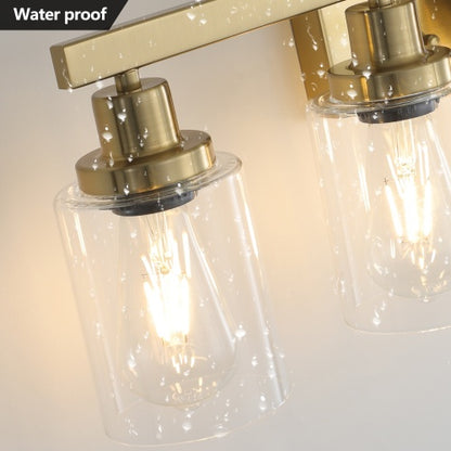 Gold 5 Light Vanity Light With Clear Glass Shade Modern Iron Bathroom Wall Fixture For Bathroom Dresser No Bulbs