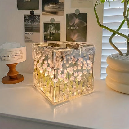 DIY Tulip Lamp - Self-Assembled Night Light with Simulated Flower Design - Unique Valentine's Day, Birthday, Halloween, Christmas Gift for Creative Bedroom Decoration