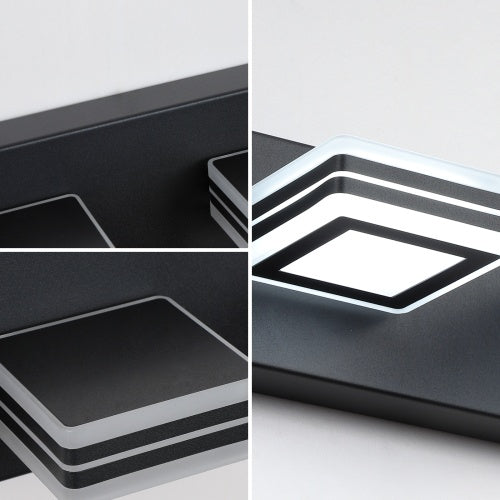 Led Modern Black Makeup Light 6 Light Acrylic Matte Black Bathroom Makeup Light Covering Mirror