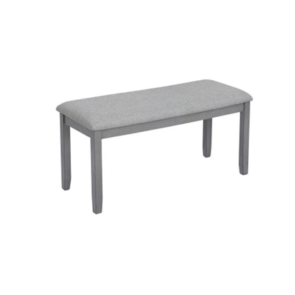 6 Piece Wooden Dining Table Set – Rectangular Table With 4 Upholstered Chairs & Bench For Kitchen Or Dining Room (Gray)