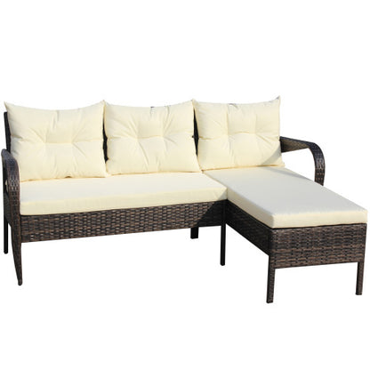 Outdoor Patio Furniture Sets 2 Piece Conversation Set Wicker Ratten Sectional Sofa With Seat Cushionsbeige Cushion