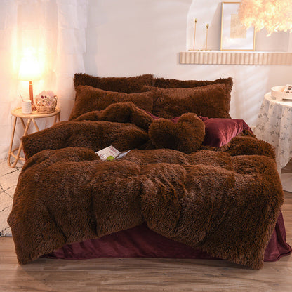Luxury Thick Fleece Duvet Cover Set – Fluffy Plush Bedding For Winter Warmth (Queen/King Sizes)