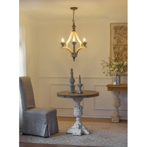 6 Light Wood Chandelier With Adjustable Chain For Kitchen Dining Hall Entrance Bulb Not Included