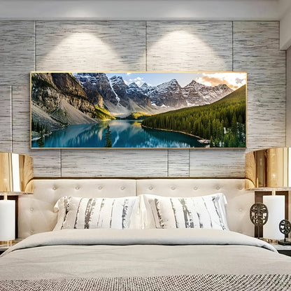 1pc Canvas Painting, Lake Forest Mountain Scenery Painting, Wall Art Decor, For Living Room, Bedroom, No Frame (US Only)