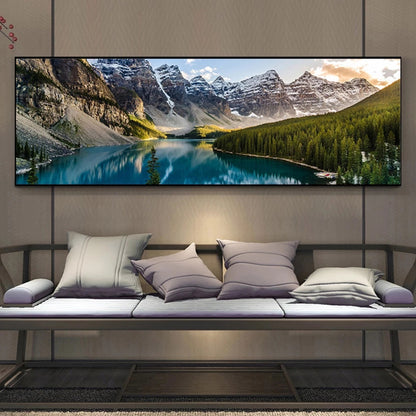 1pc Canvas Painting, Lake Forest Mountain Scenery Painting, Wall Art Decor, For Living Room, Bedroom, No Frame (US Only)