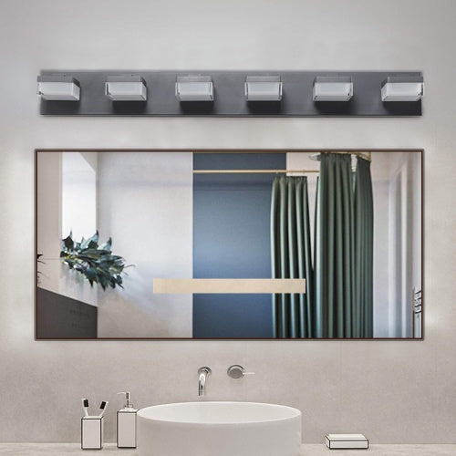 Modern 6 Lights Black Led Makeup Mirror Fixtures For Bathroom And Vanity