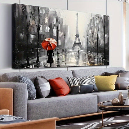 Eiffel Tower Paris Wall Art - Black & White, Frameless Cotton Print For Living Room And Bedroom Decor