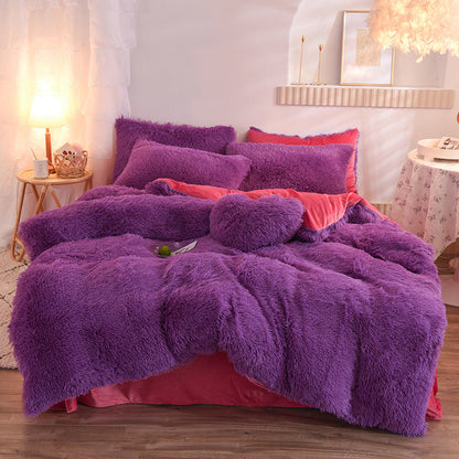 Luxury Thick Fleece Duvet Cover Set – Fluffy Plush Bedding For Winter Warmth (Queen/King Sizes)